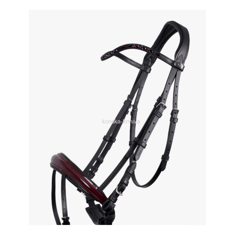 Kožená uzdečka QHP CHIANTI black/burgundy
